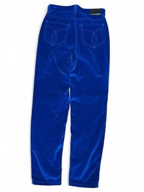 Y2K Florucci Embroidered Velour Blue Designer Jeans Made in Italy